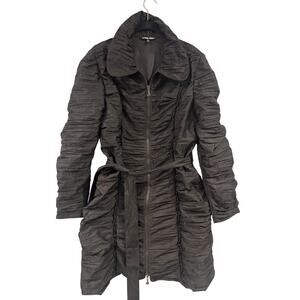 Samuel Dong black ruffled trench coat M